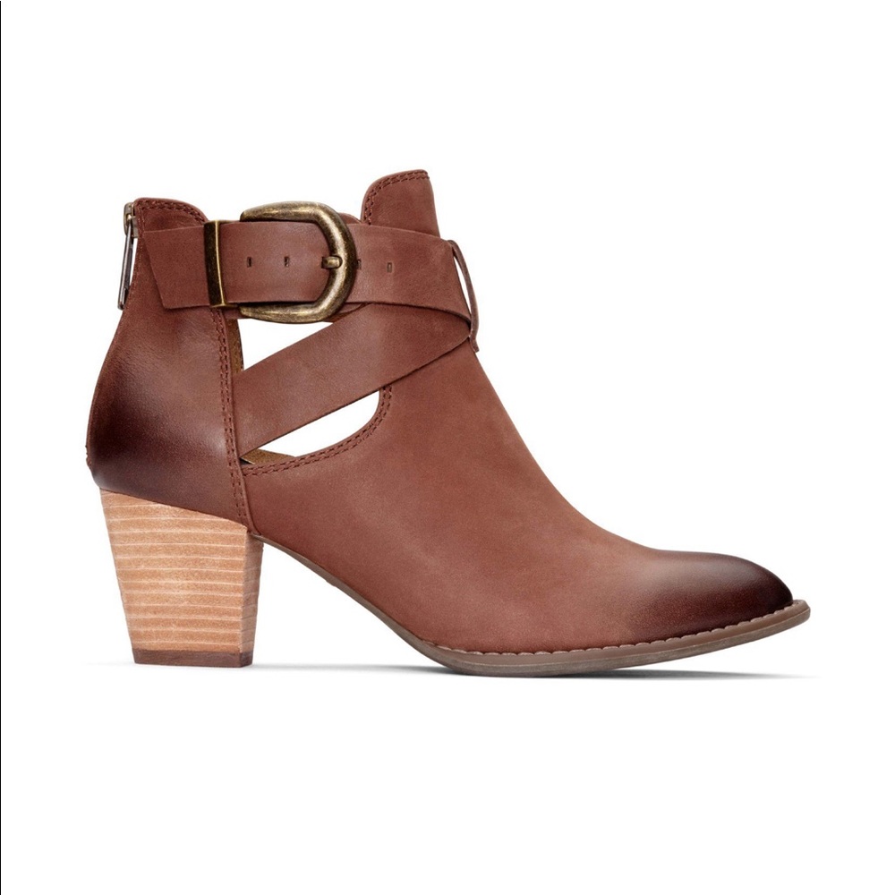 VIONIC Rory Leather Heel Buckle Ankle Bootie